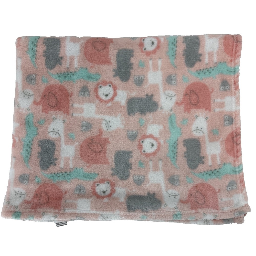 Baby Starters Pink Safari Blanket‎ Jungle Animal Elephant Lion Giraffe Alligator